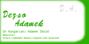 dezso adamek business card