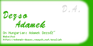 dezso adamek business card